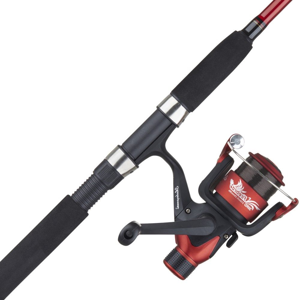 Shakespeare Firebird 2-Piece Spin Combo Rod and Reel - Black/Red, 8 ft/15 -  60 g