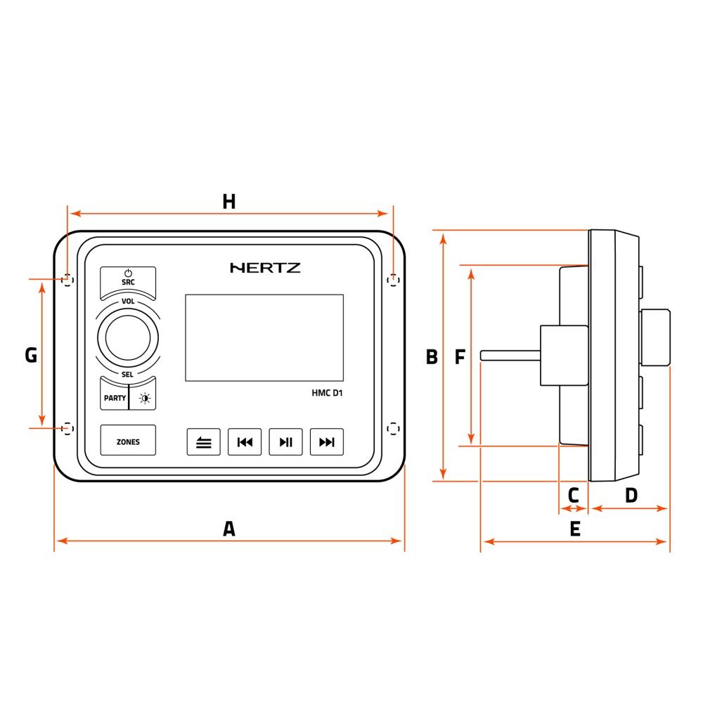Hertz HMC D1 Remote Control For HMR 50 Stereo