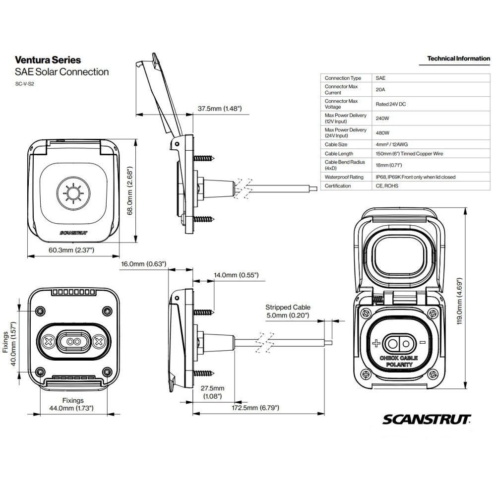 Scanstrut Ventura Series SC-V-S2 - SAE Solar Connection
